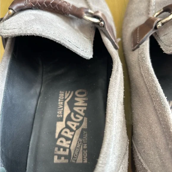 Salvatore Ferragamo Men's Taupe Suede Loafers